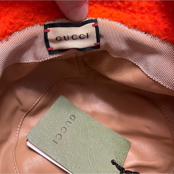 New Gucci Horsebit Orange Bucket Hat Size S - Picture 8 of 9
